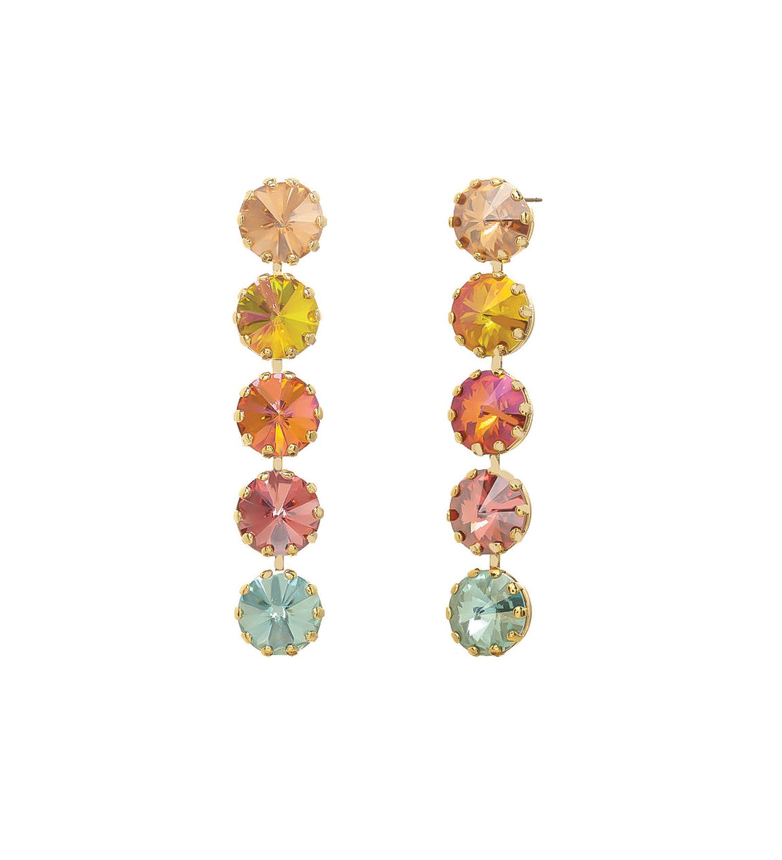 TOVA-Lilibet Earrings-Earrings-Gold Plated, Watermelon Crystal-Blue Ruby Jewellery-Vancouver Canada