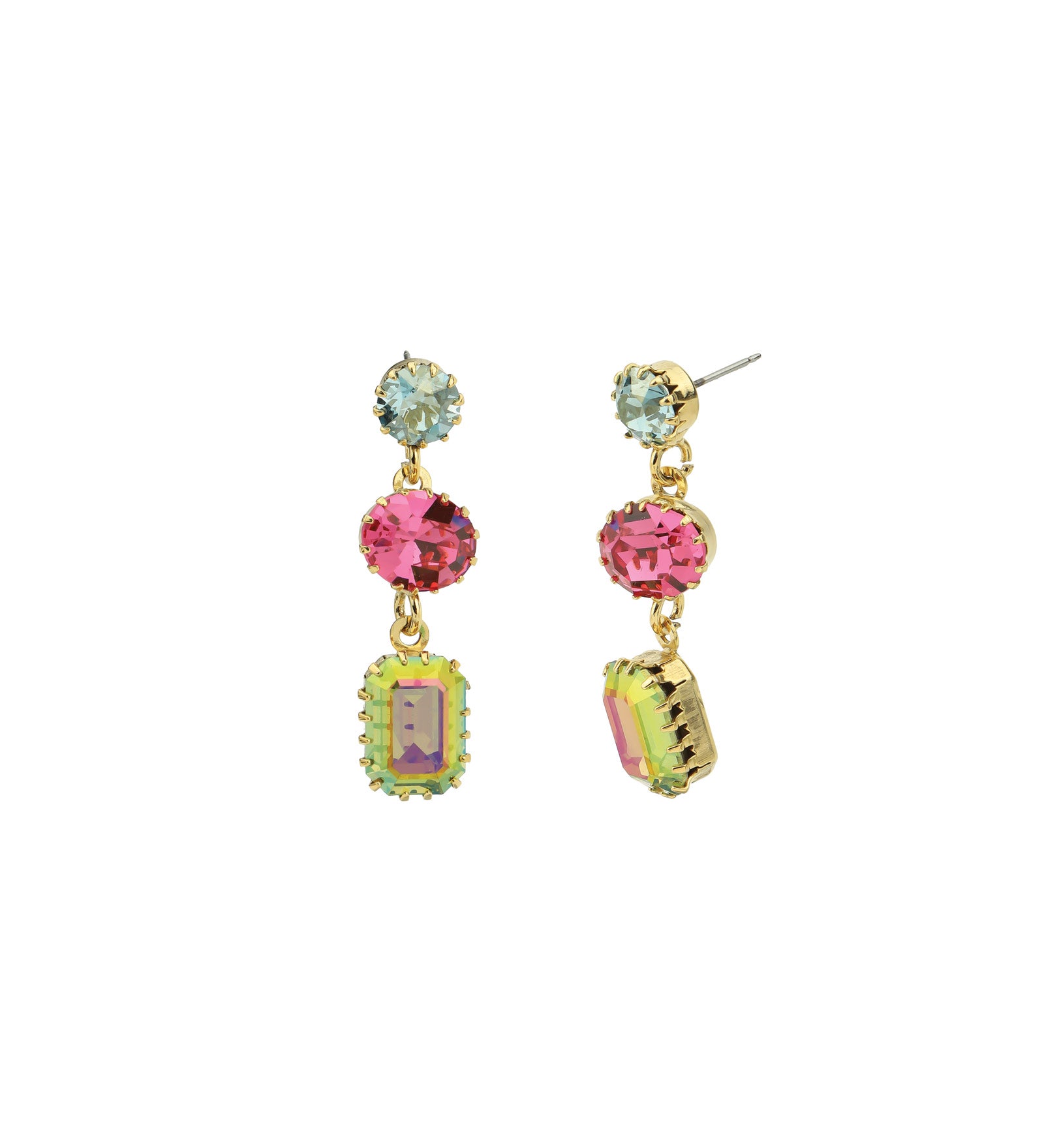 Zanya Earrings Gold Plated, Warermelon Crystal