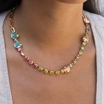 TOVA-Aaralyn Mini Necklace-Necklaces-Gold Plated, Warermelon Crystal-Blue Ruby Jewellery-Vancouver Canada