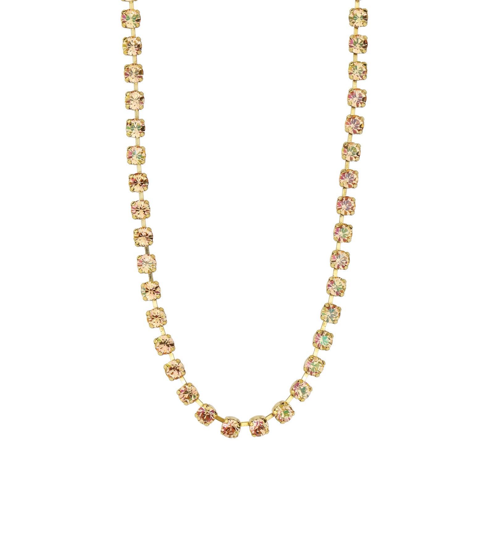 TOVA-Sarina Necklace-Necklaces-Gold Plated, Light Peach Lemon Crystal-Blue Ruby Jewellery-Vancouver Canada