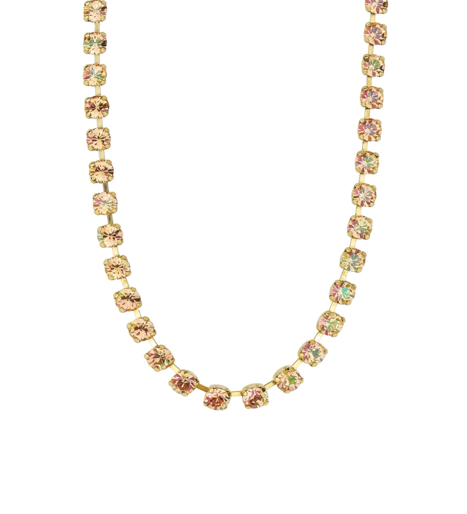 TOVA-Sarina Necklace-Necklaces-14k Gold Plated, Light Peach Lemon Crystal-Blue Ruby Jewellery-Vancouver Canada