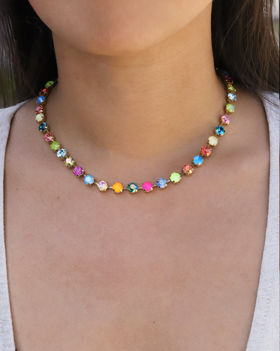 TOVA-Sarina Necklace-Necklaces-Gold Plated, Watermelon Crystal-Blue Ruby Jewellery-Vancouver Canada