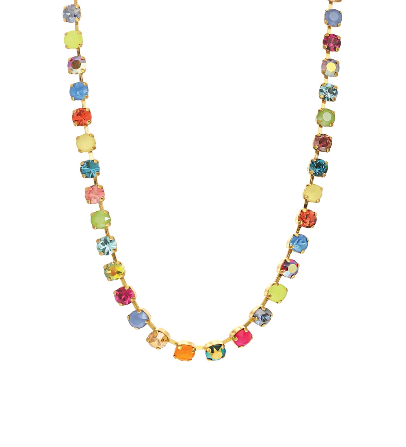 TOVA-Sarina Necklace-Necklaces-14k Gold Plated, Watermelon Crystal-Blue Ruby Jewellery-Vancouver Canada