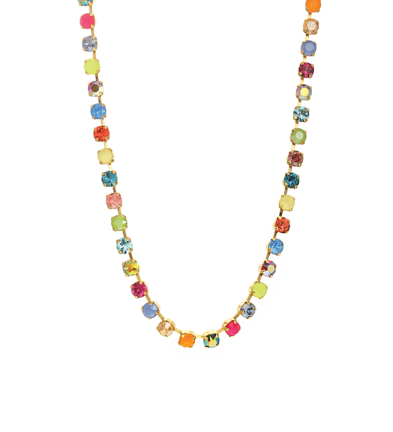 TOVA-Sarina Necklace-Necklaces-Gold Plated, Watermelon Crystal-Blue Ruby Jewellery-Vancouver Canada