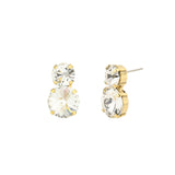 TOVA-Maegan Studs-Earrings-Gold Plated, Clear Crystal-Blue Ruby Jewellery-Vancouver Canada