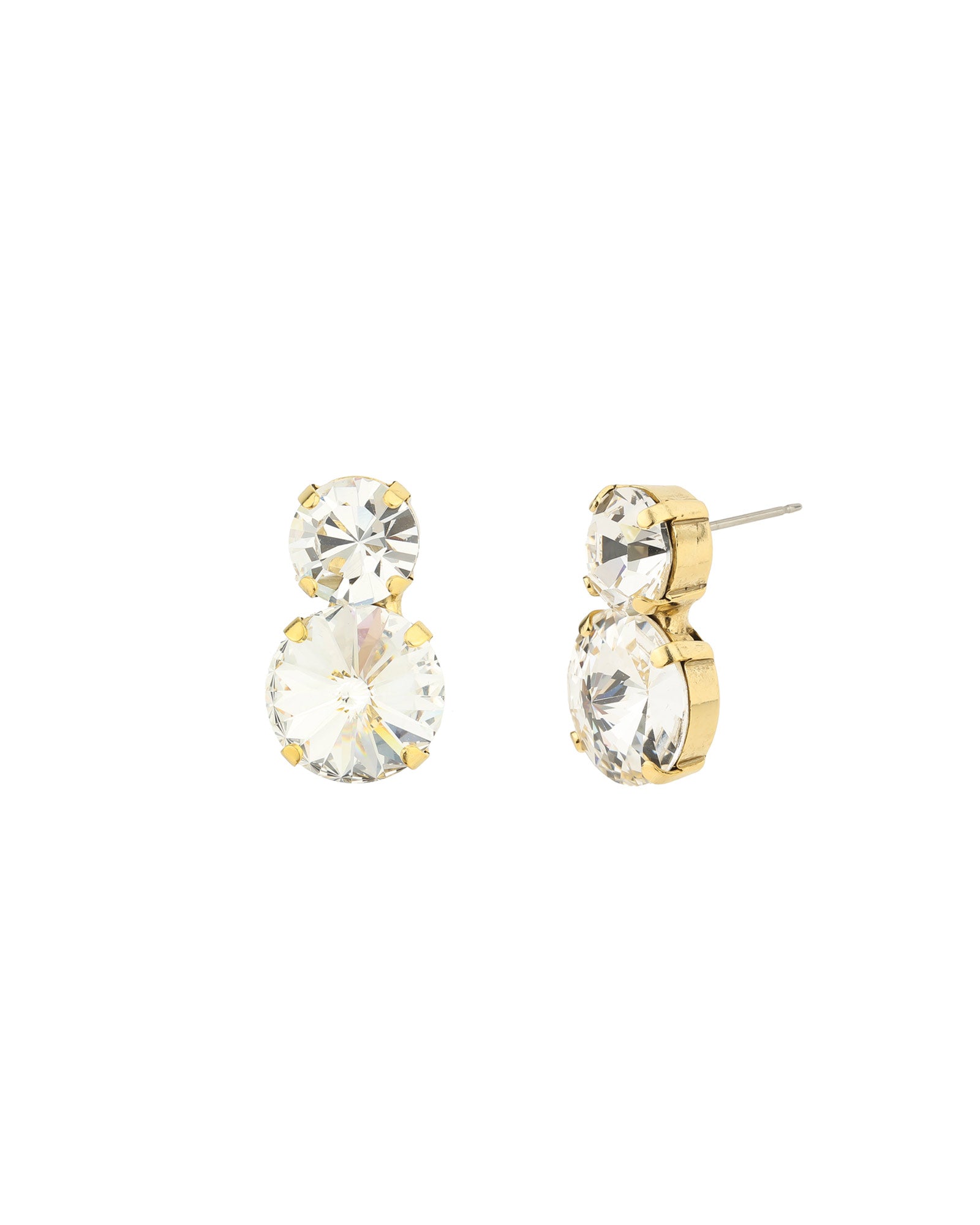 TOVA-Maegan Studs-Earrings-Gold Plated, Clear Crystal-Blue Ruby Jewellery-Vancouver Canada