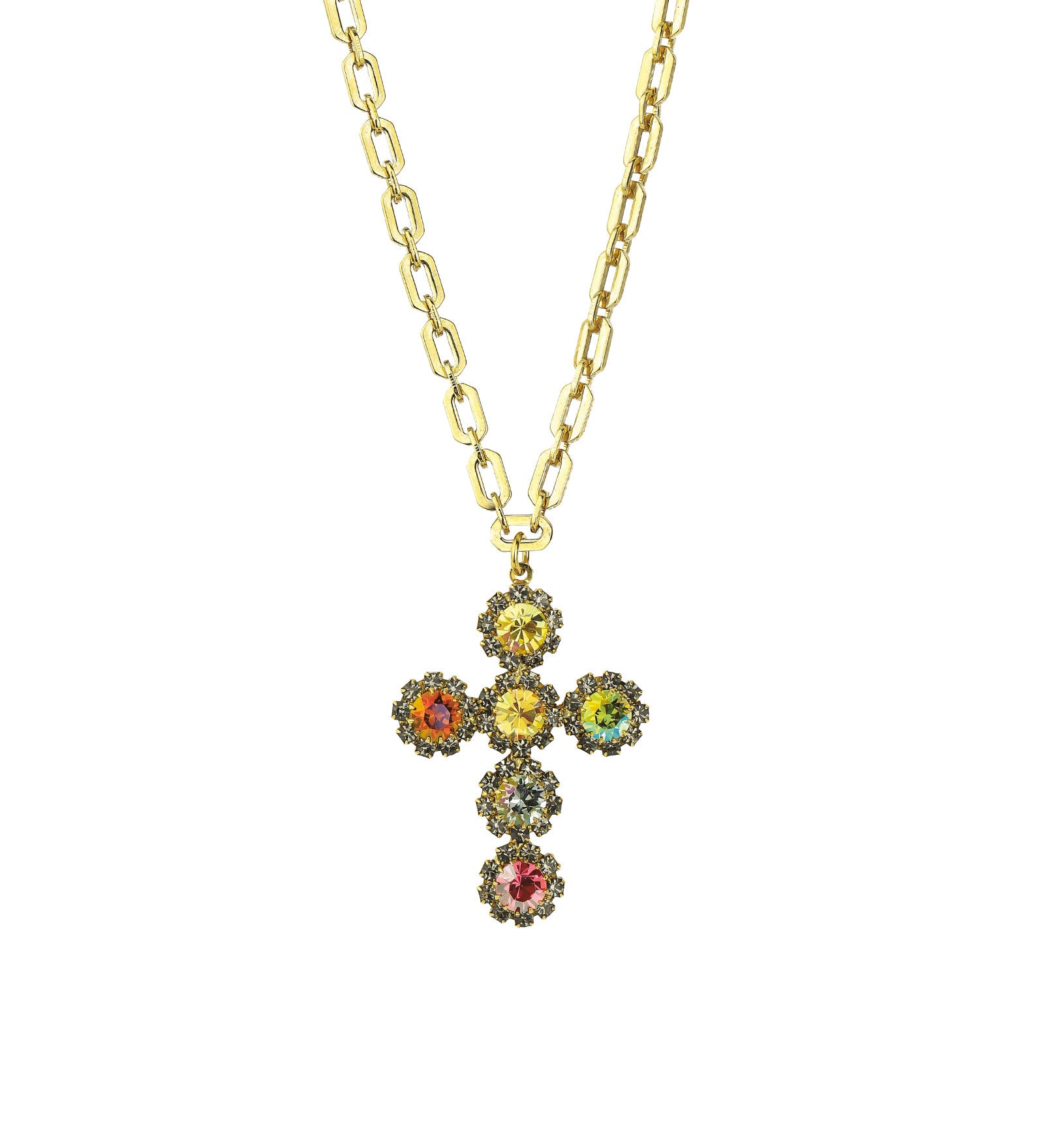 Madonna Necklace Gold Plated, Watermelon Crystal