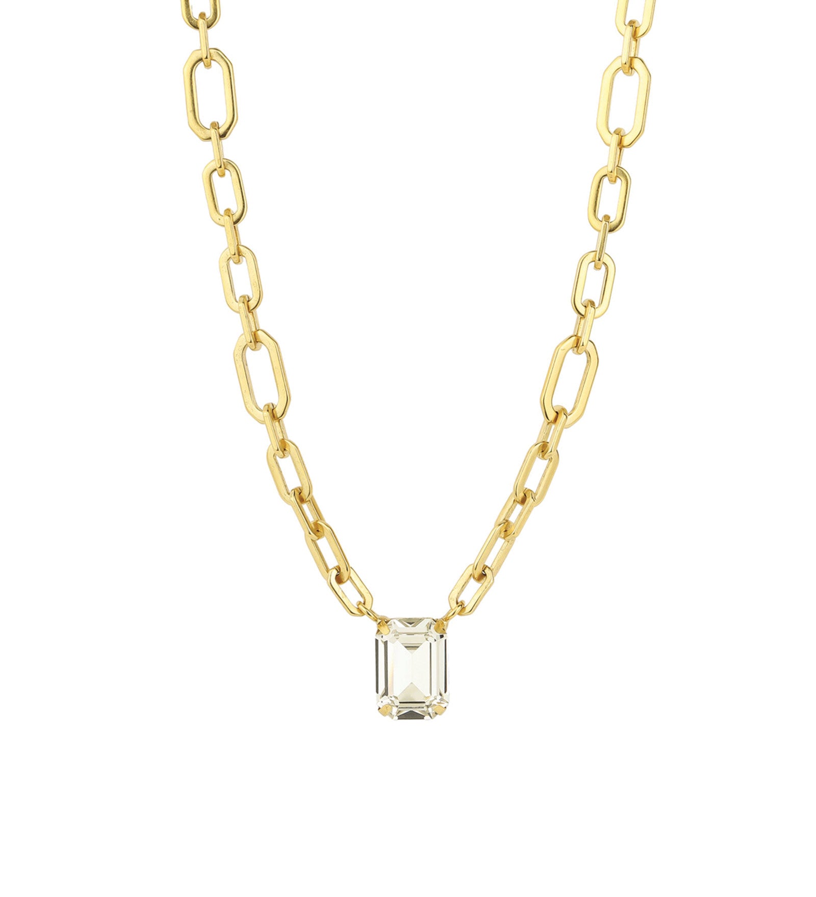 Dereka Necklace Gold Plated, Clear Crystal