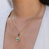 TOVA-Rubin Necklace-Necklaces-Gold Plated, Aqua Lemon Crystal-Blue Ruby Jewellery-Vancouver Canada