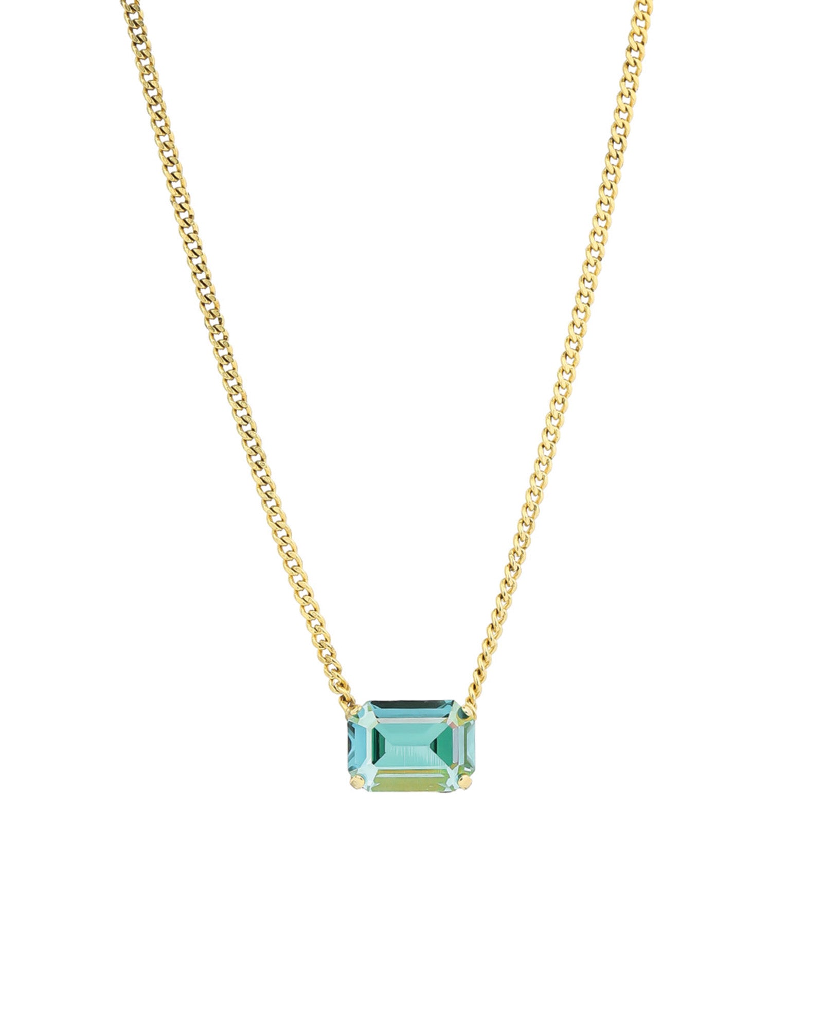 TOVA-Rubin Necklace-Necklaces-14k Gold Plated, Aqua Lemon Crystal-Blue Ruby Jewellery-Vancouver Canada