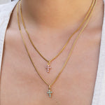 TOVA-Single Mini Cross Necklace-Necklaces-Gold Plated, Chrysolite Crystal-Blue Ruby Jewellery-Vancouver Canada