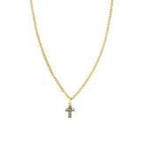 TOVA-Single Mini Cross Necklace-Necklaces-Gold Plated, Chrysolite Crystal-Blue Ruby Jewellery-Vancouver Canada