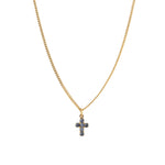 Single Mini Cross Necklace Gold Plated, Light Blue Sapphire Crystal