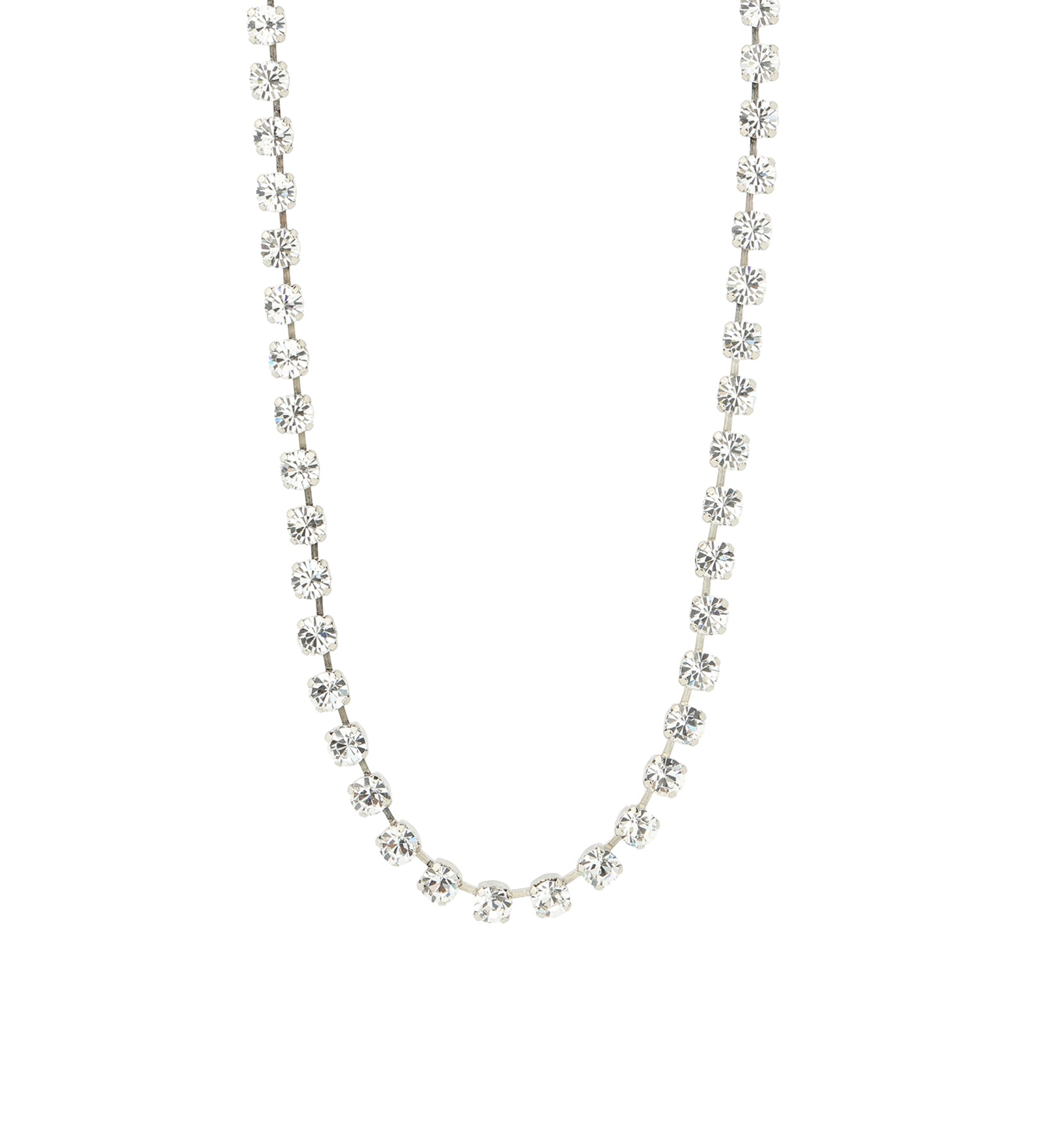 Sarina Necklace Silver Plated, White Crystal