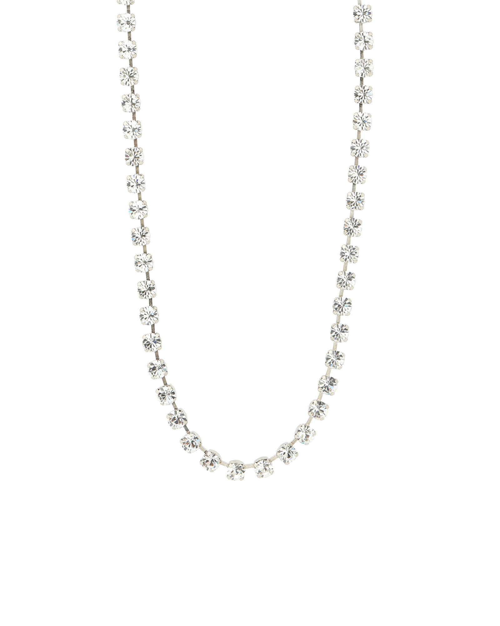 Sarina Necklace Silver Plated, White Crystal