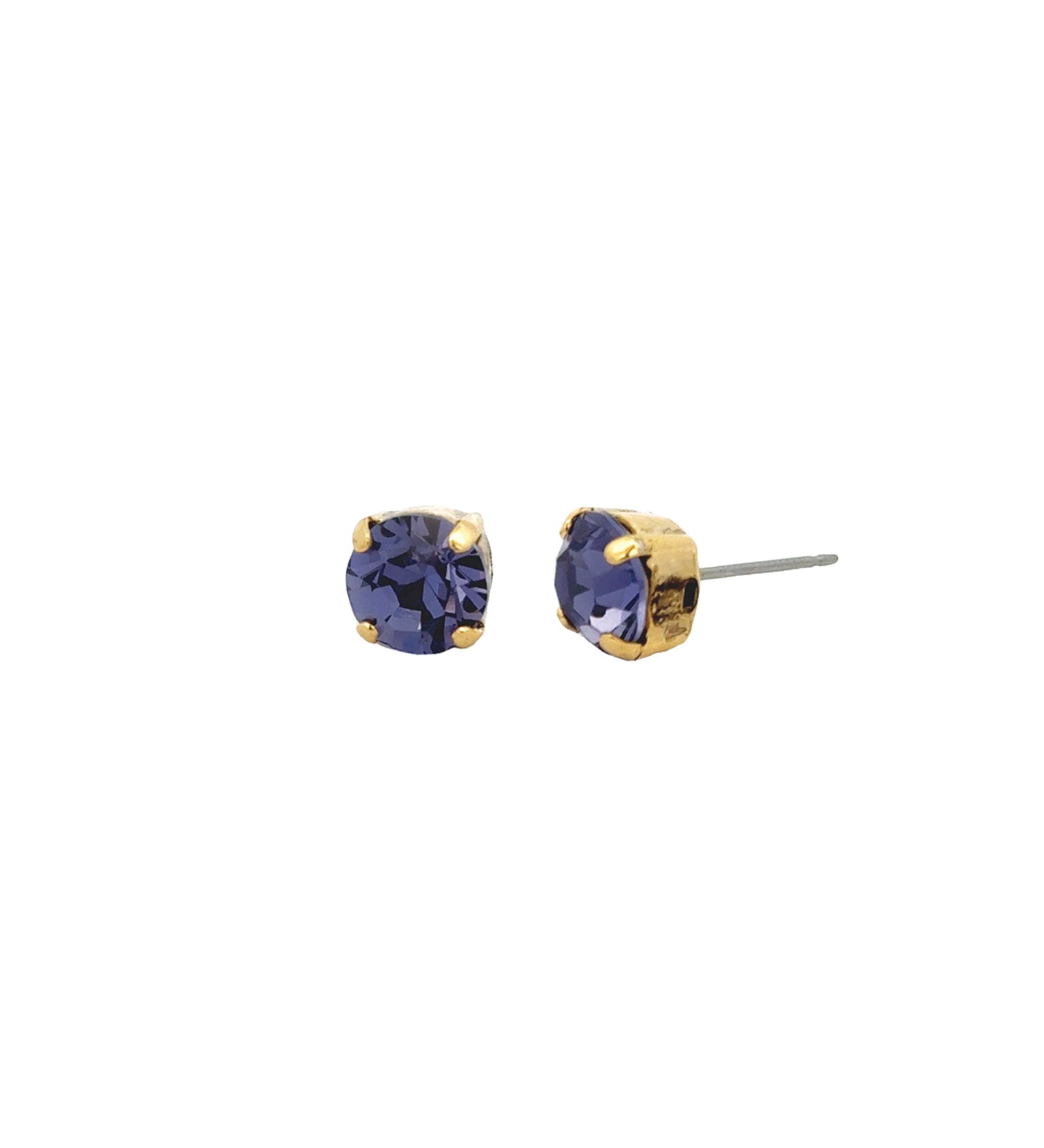 TOVA-Oakland Studs | 8mm-Earrings-14k Gold Plated, Tanzanite Crystal-Blue Ruby Jewellery-Vancouver Canada