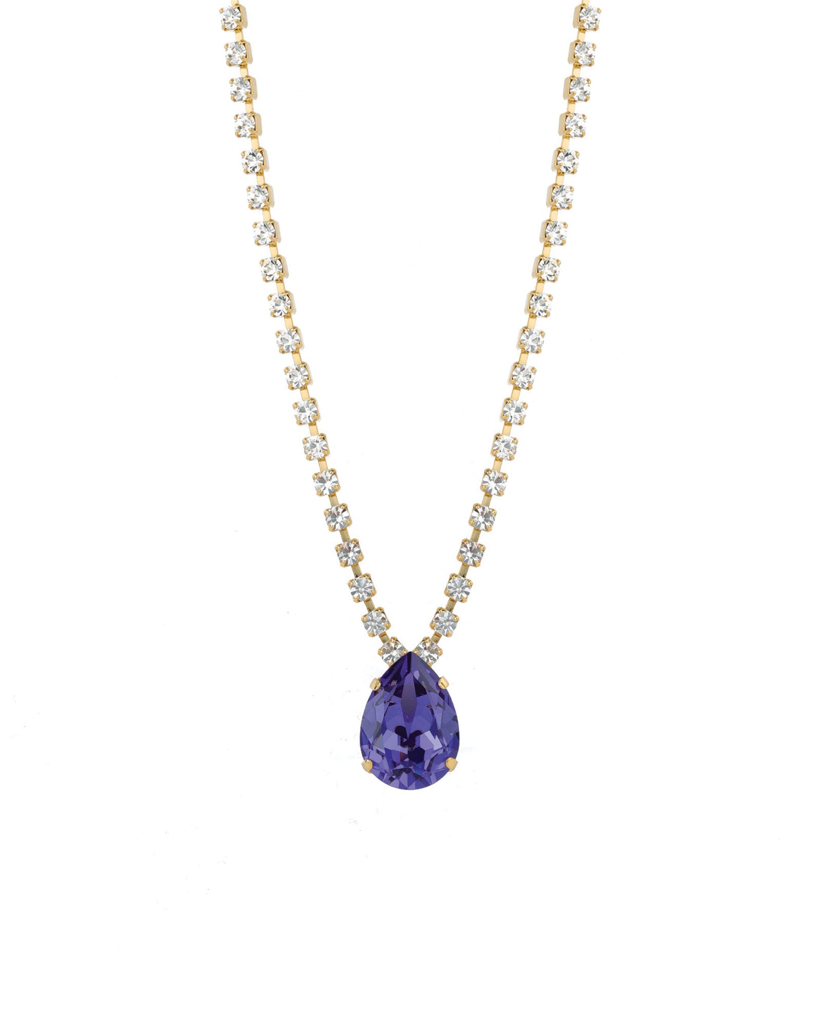 TOVA-Milli Necklace-Necklaces-14k Gold Plated, Tanzanite & White Crystal-Blue Ruby Jewellery-Vancouver Canada