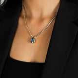 TOVA-Milli Necklace-Necklaces-14k Gold Plated, Indian Sapphire & White Crystal-Blue Ruby Jewellery-Vancouver Canada