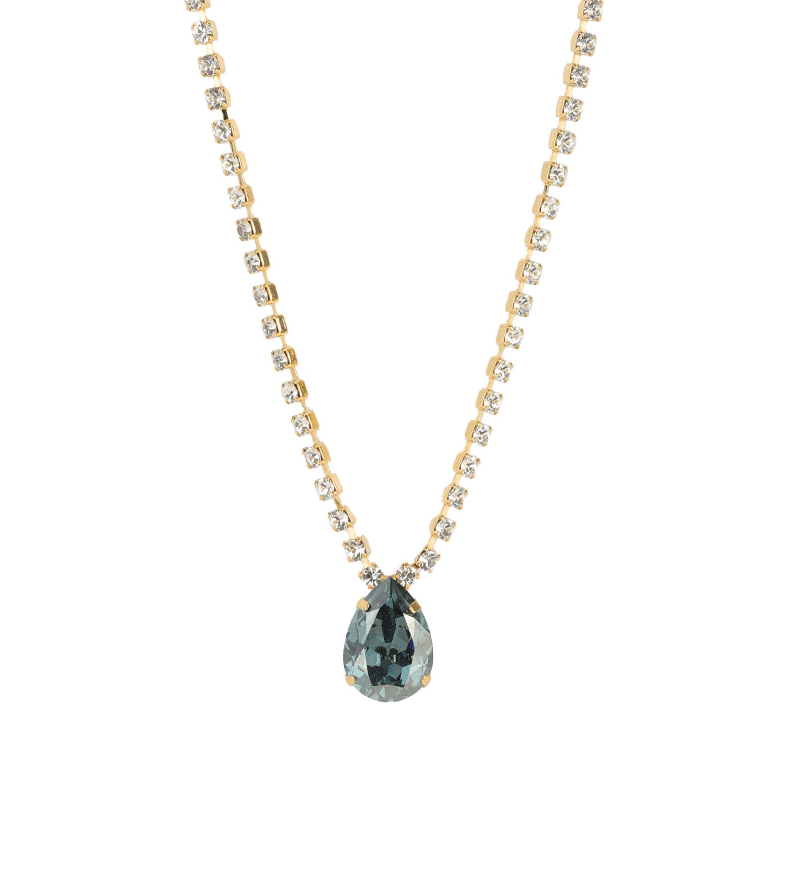 TOVA-Milli Necklace-Necklaces-14k Gold Plated, Indian Sapphire & White Crystal-Blue Ruby Jewellery-Vancouver Canada