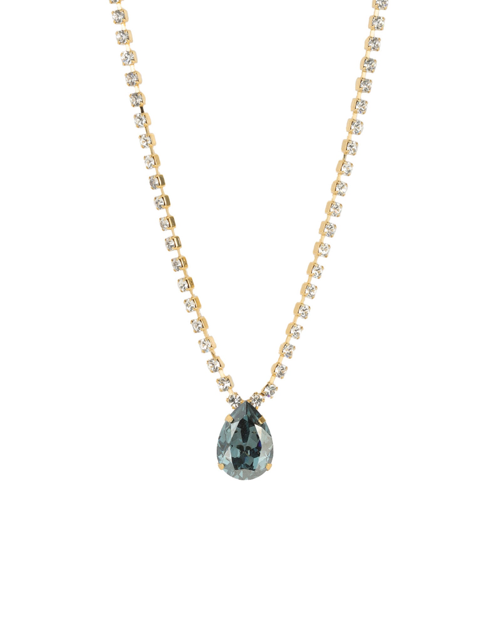 TOVA-Milli Necklace-Necklaces-14k Gold Plated, Indian Sapphire & White Crystal-Blue Ruby Jewellery-Vancouver Canada