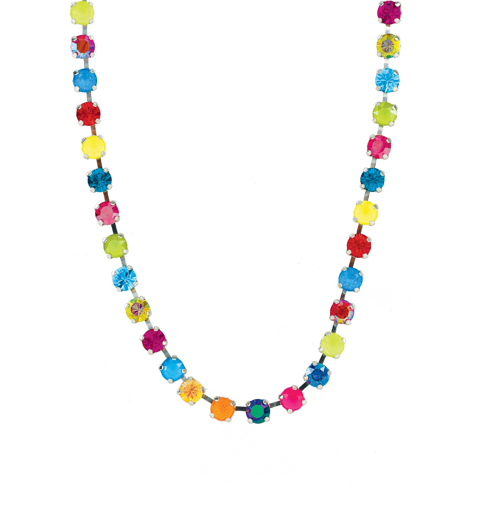 TOVA-Sarina Necklace-Necklaces-Silver Plated, Watermelon Crystal-Blue Ruby Jewellery-Vancouver Canada