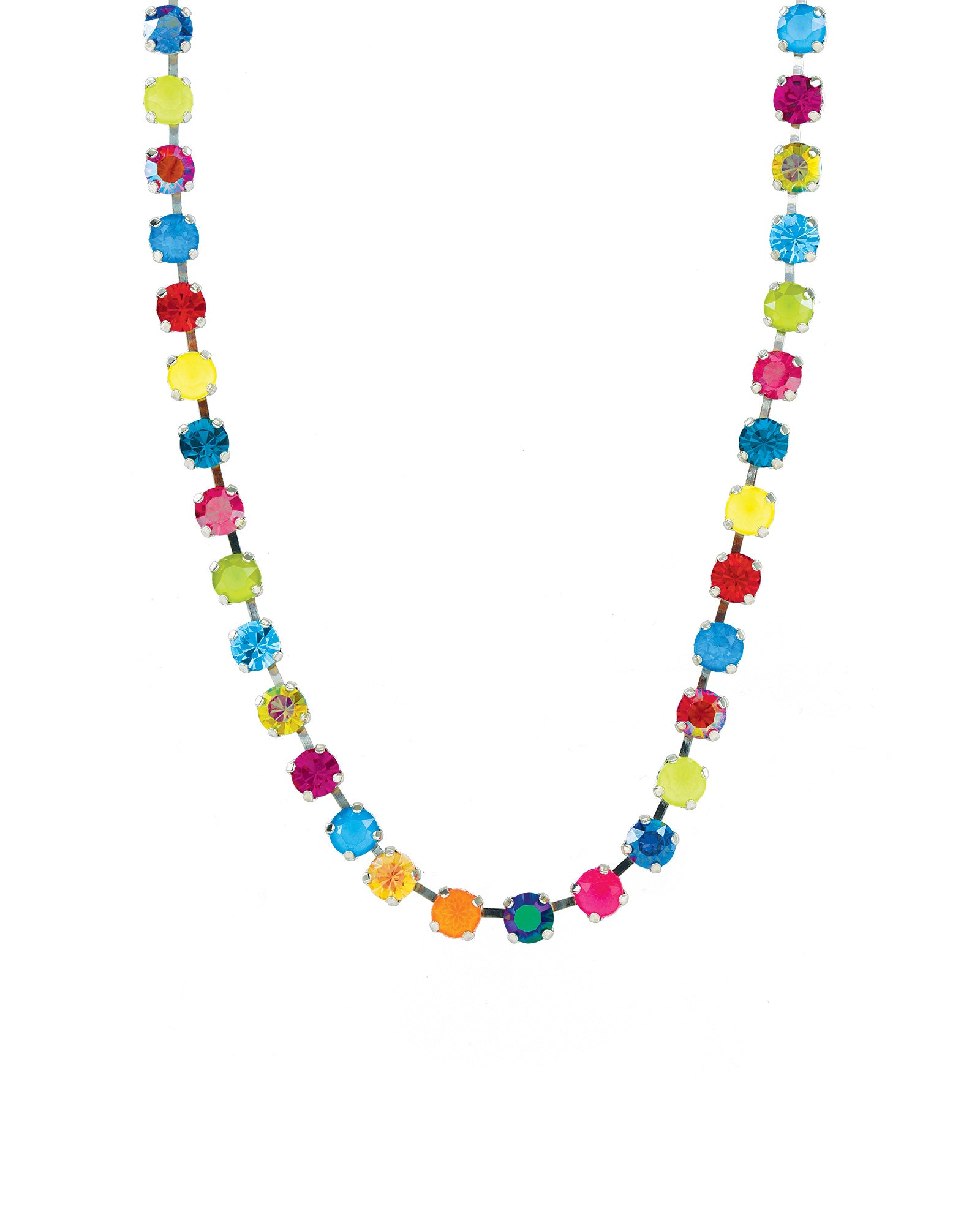 TOVA-Sarina Necklace-Necklaces-Silver Plated, Watermelon Crystal-Blue Ruby Jewellery-Vancouver Canada