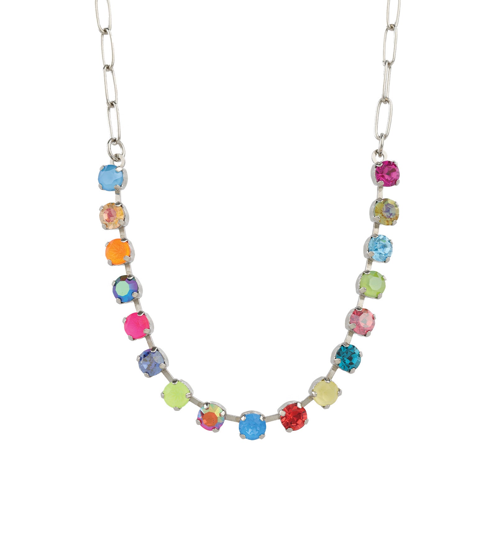 TOVA-Mini Sarina Necklace-Necklaces-Silver Plated, Watermelon Crystal-Blue Ruby Jewellery-Vancouver Canada