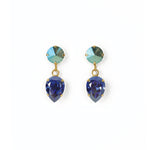 TOVA-Estee Earrings-Earrings-14k Gold Plated, Mixed Blue Crystal-Blue Ruby Jewellery-Vancouver Canada