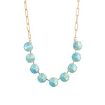 Mini Sofia Necklace 14k Gold Plated, Aqua Verde Crystal