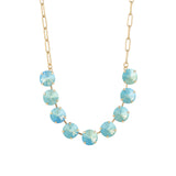 Mini Sofia Necklace 14k Gold Plated, Aqua Verde Crystal