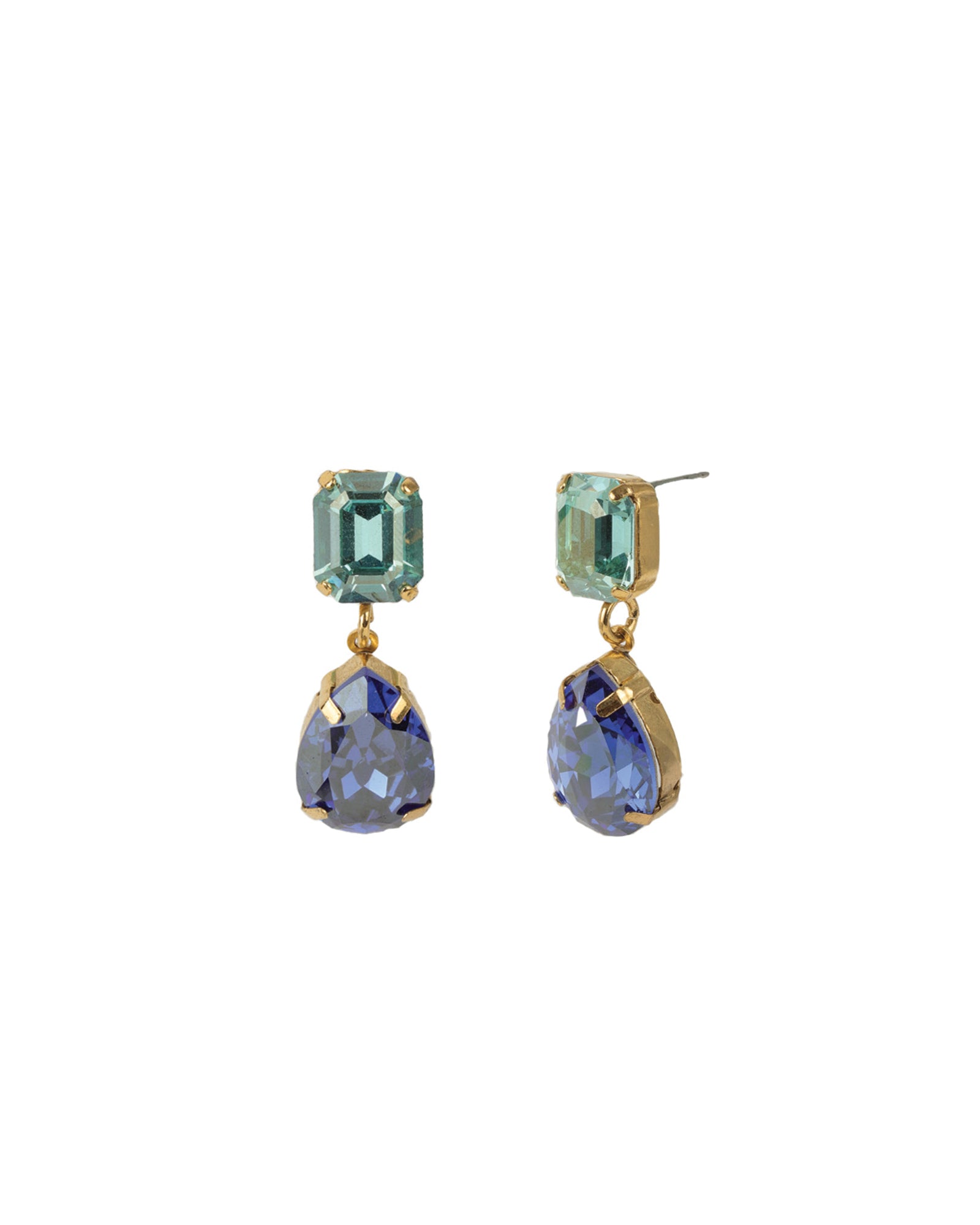 TOVA-Oriana Studs-Earrings-14k Gold Plated, Bohemian Wonderland Crystal-Blue Ruby Jewellery-Vancouver Canada