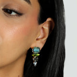 TOVA-Mary Beth Earrings-Earrings-14k Gold Plated, Green Mixed Crystal-Blue Ruby Jewellery-Vancouver Canada