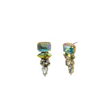 Mary Beth Earrings 14k Gold Plated, Green Mixed Crystal