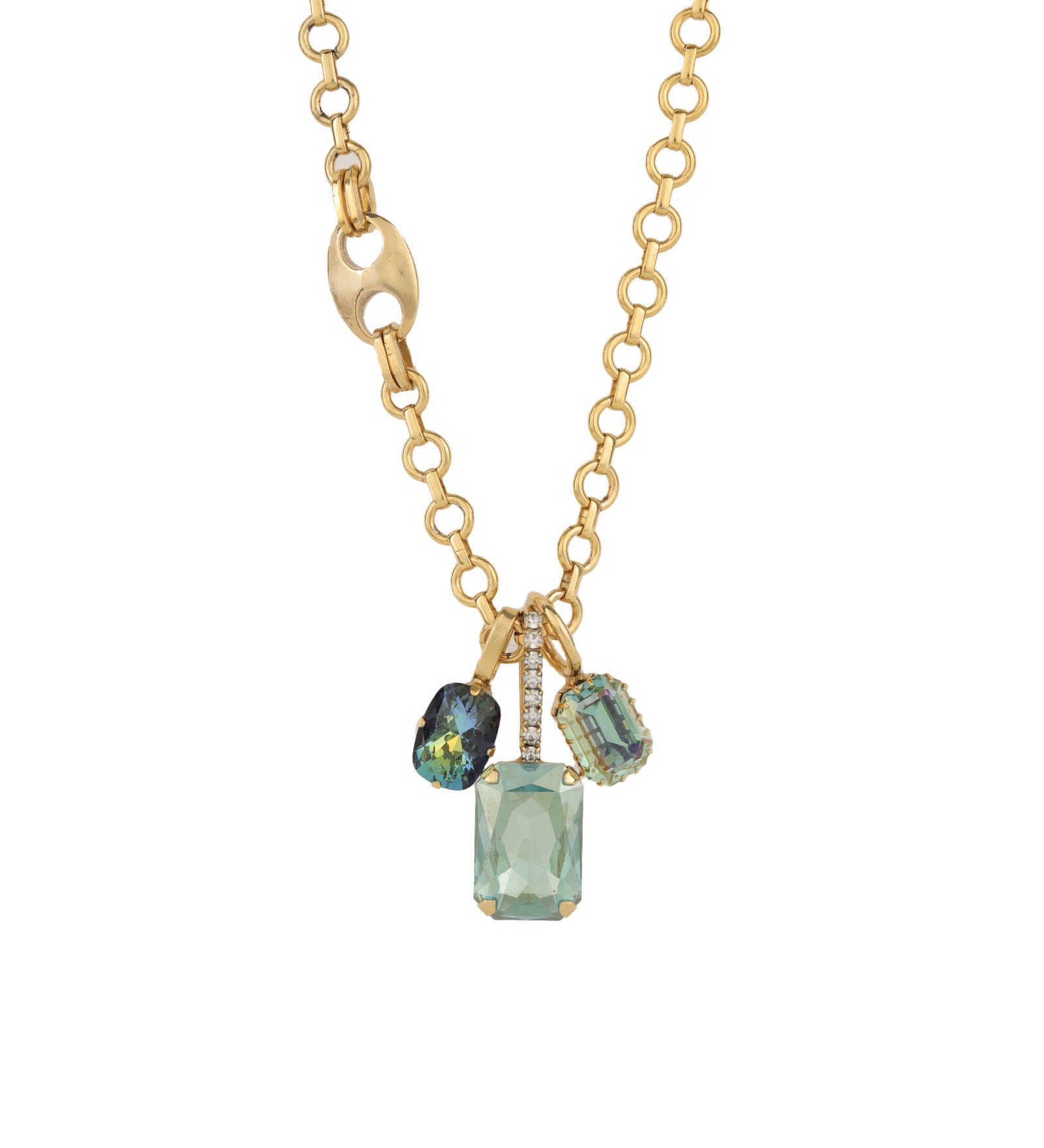 Mckay Necklace 14k Gold Plated, Mixed Blue Crystal