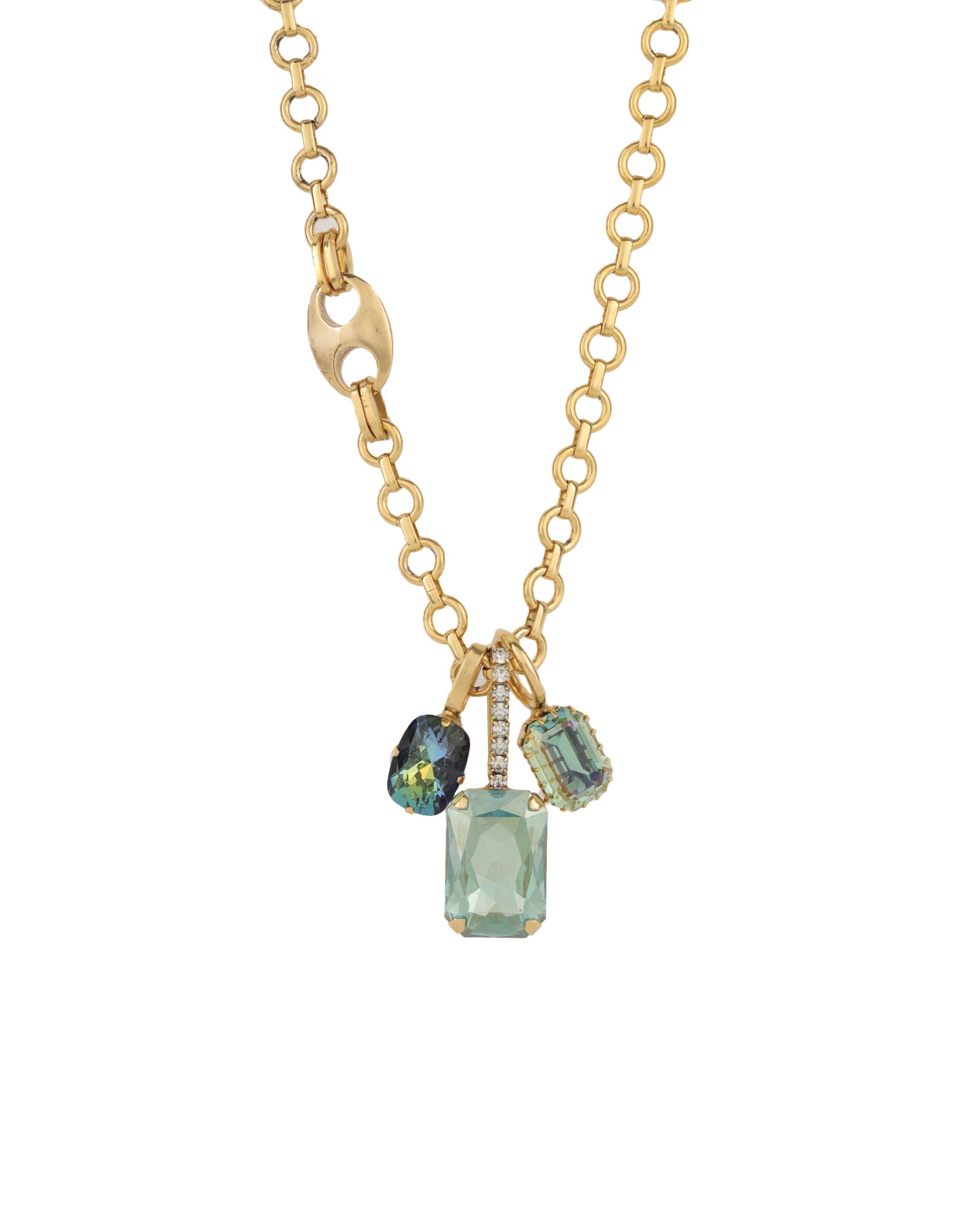 Mckay Necklace 14k Gold Plated, Mixed Blue Crystal