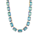 TOVA-Jabari Necklace-Necklaces-14k Gold Plated, Aqua Verde Crystal-Blue Ruby Jewellery-Vancouver Canada