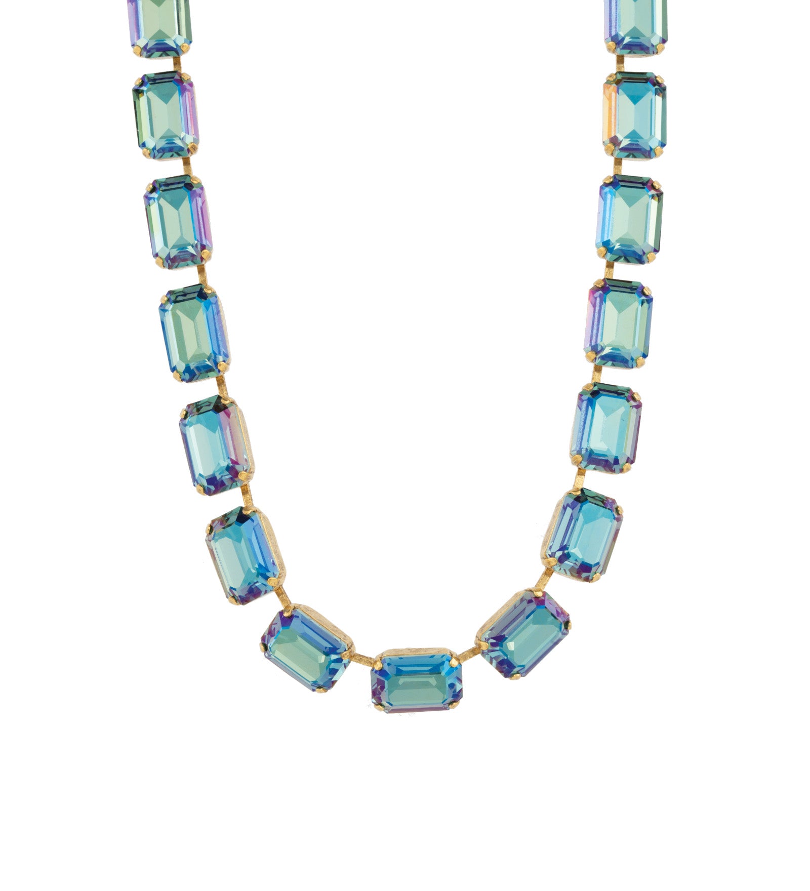 TOVA-Jabari Necklace-Necklaces-14k Gold Plated, Aqua Verde Crystal-Blue Ruby Jewellery-Vancouver Canada