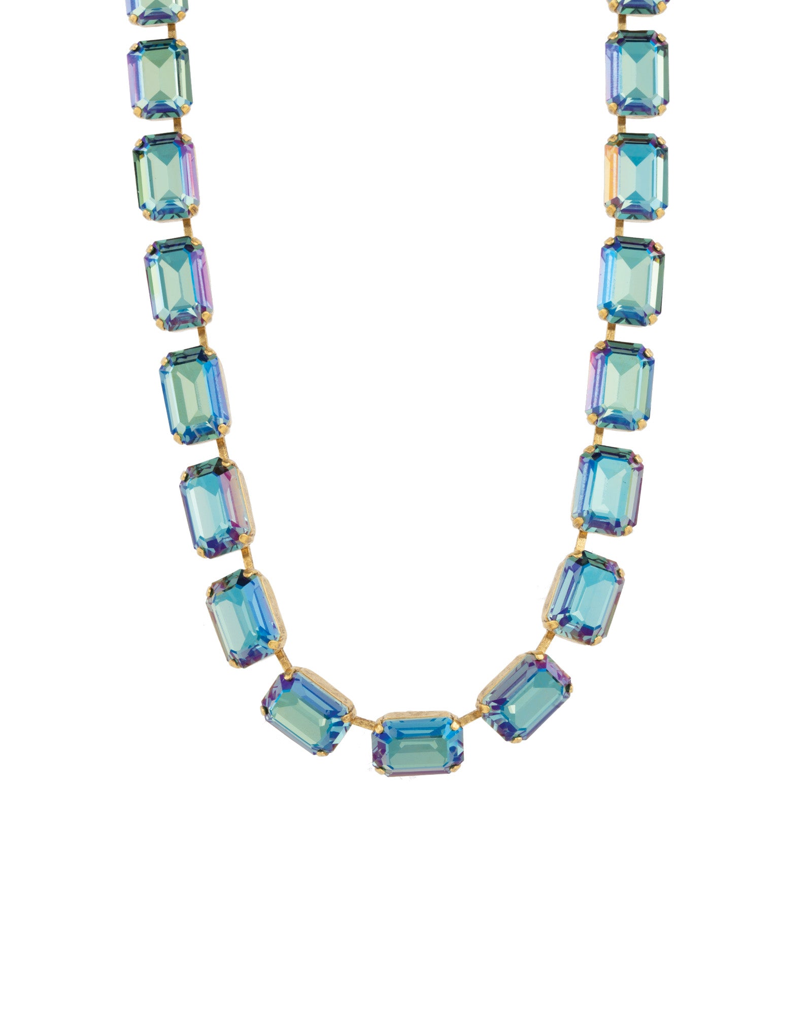 TOVA-Jabari Necklace-Necklaces-14k Gold Plated, Aqua Verde Crystal-Blue Ruby Jewellery-Vancouver Canada