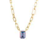 TOVA-Dereka Necklace-Necklaces-14k Gold Plated, Tanzanite Glimmer Crystal-Blue Ruby Jewellery-Vancouver Canada