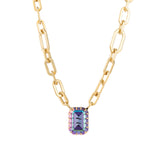 TOVA-Dereka Necklace-Necklaces-14k Gold Plated, Tanzanite Glimmer Crystal-Blue Ruby Jewellery-Vancouver Canada