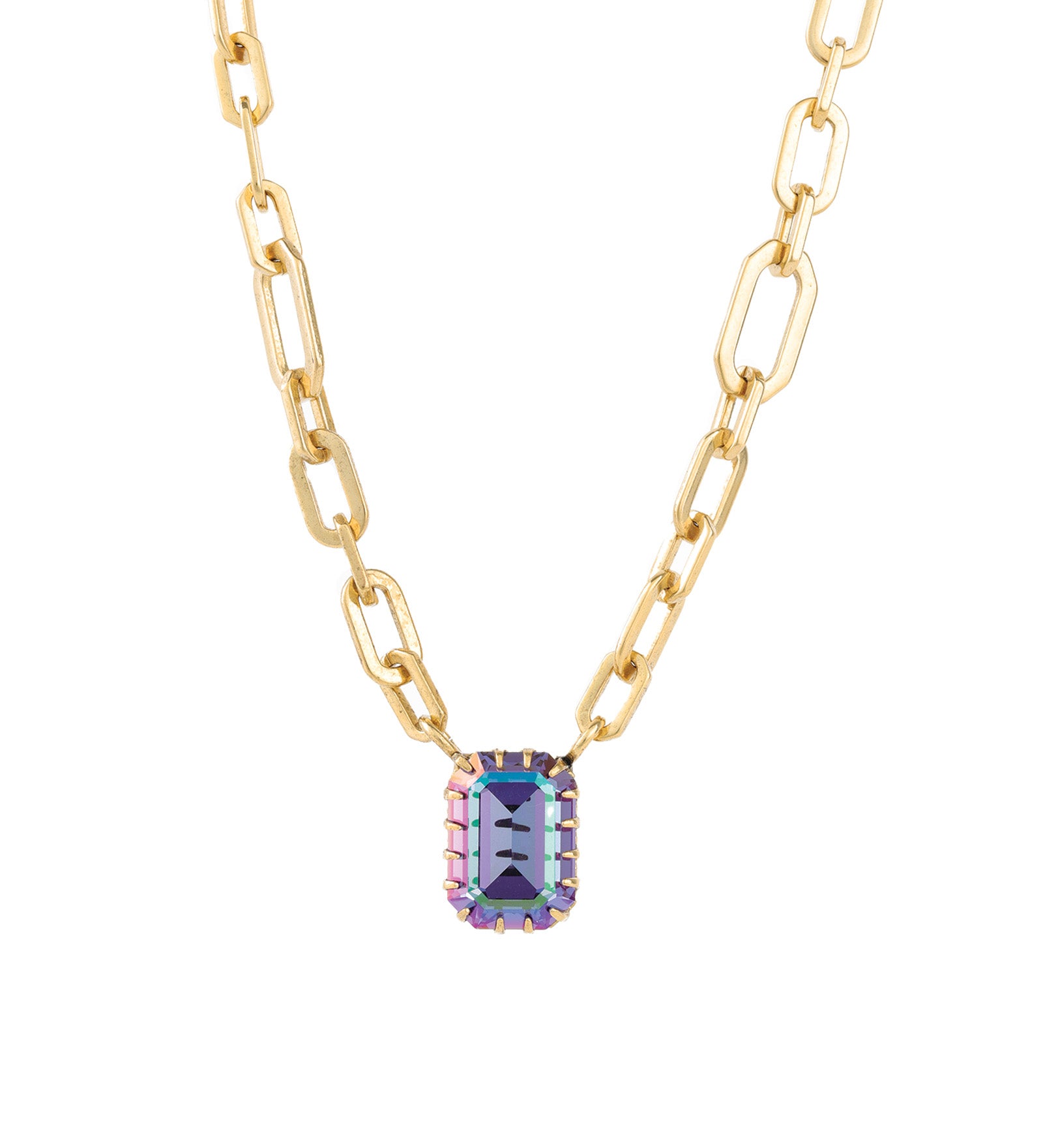 TOVA-Dereka Necklace-Necklaces-14k Gold Plated, Tanzanite Glimmer Crystal-Blue Ruby Jewellery-Vancouver Canada