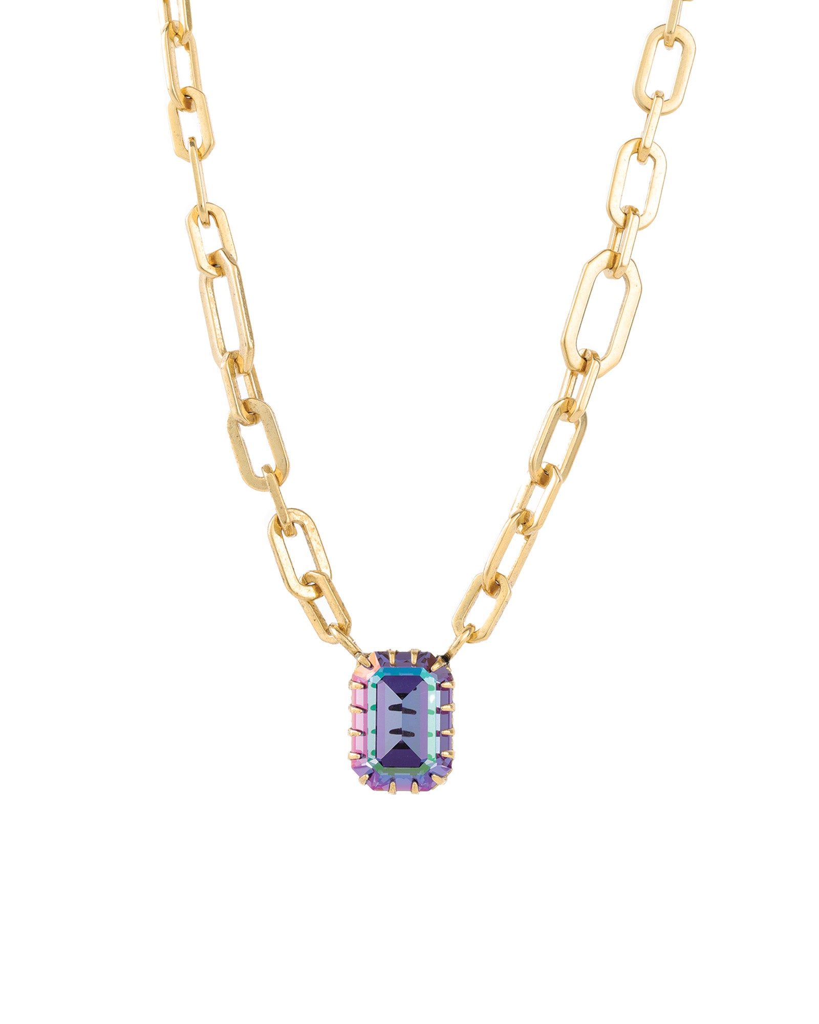 TOVA-Dereka Necklace-Necklaces-14k Gold Plated, Tanzanite Glimmer Crystal-Blue Ruby Jewellery-Vancouver Canada