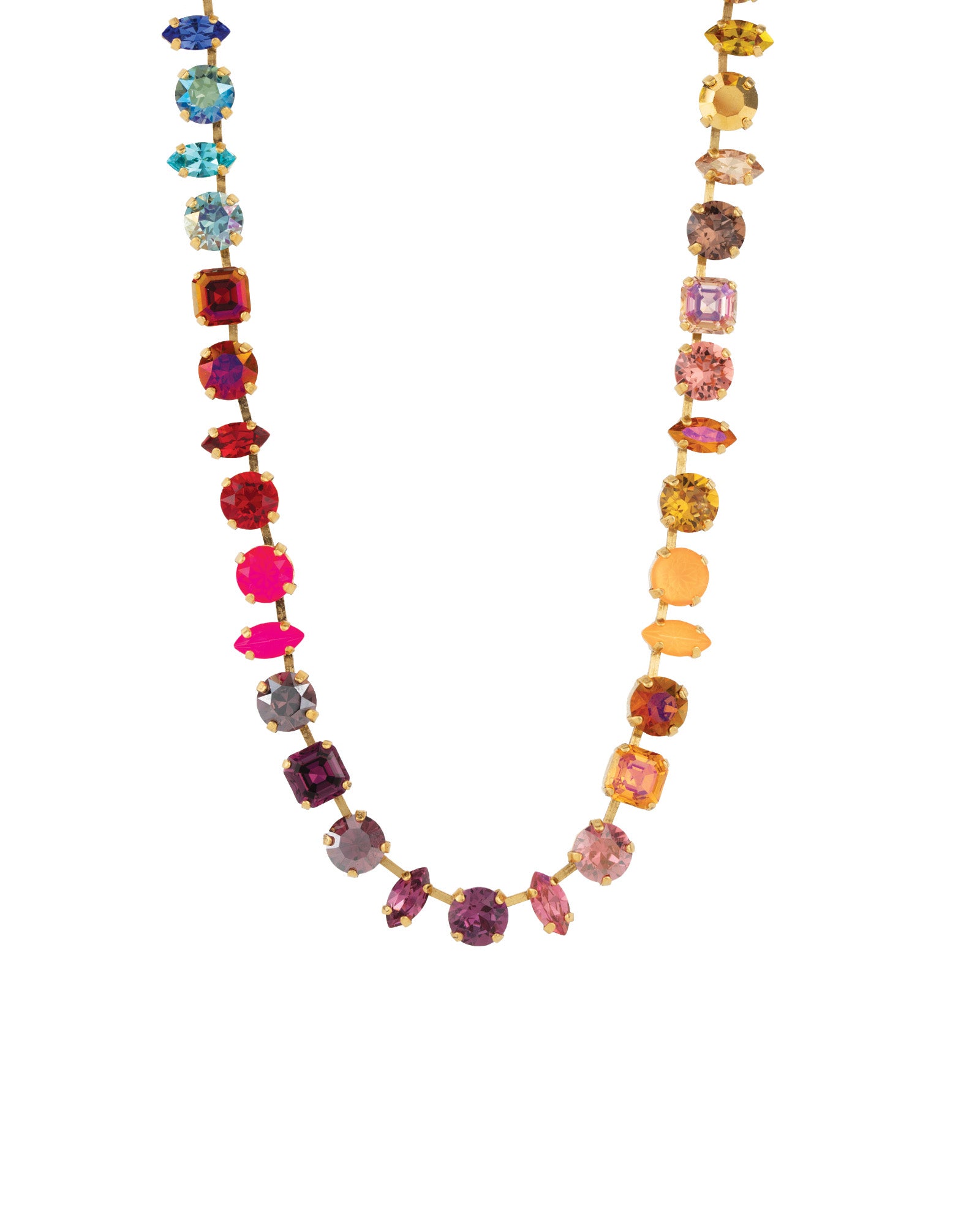 TOVA-Riya Necklace-Necklaces-14k Gold Plated, Mixed Crystal-Blue Ruby Jewellery-Vancouver Canada