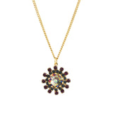 TOVA-Blaire Flower Necklace-Necklaces-14k Gold Plated, Dark Peacock Crystal-Blue Ruby Jewellery-Vancouver Canada