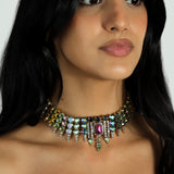 TOVA-Amaya Choker-Necklaces-14k Gold Plated, Bohemian Wonderland Crystal-Blue Ruby Jewellery-Vancouver Canada