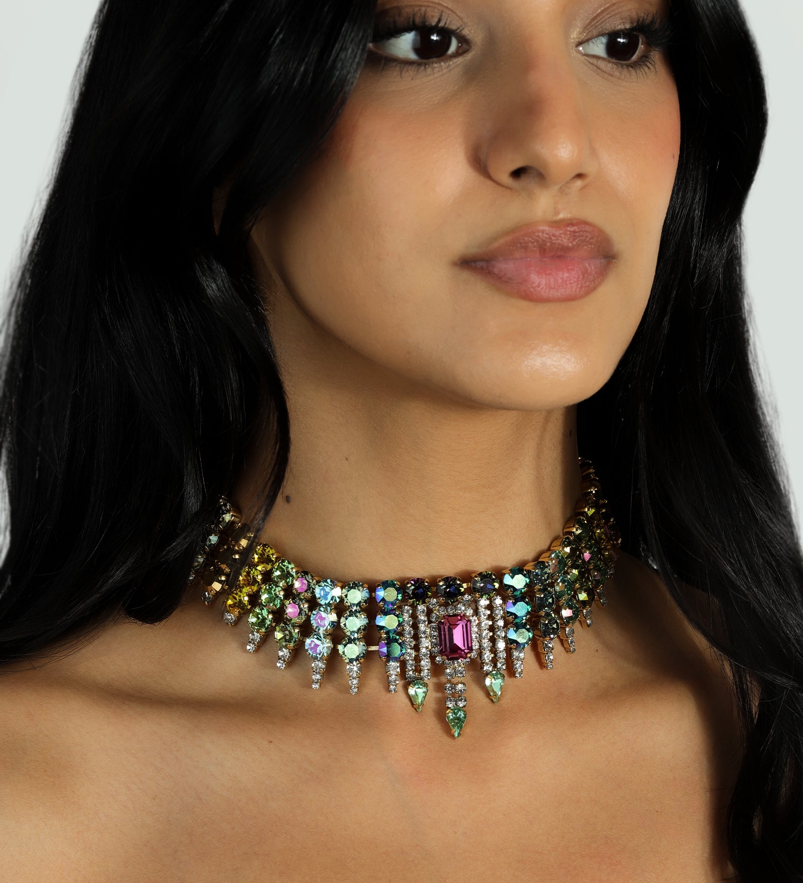 TOVA-Amaya Choker-Necklaces-14k Gold Plated, Bohemian Wonderland Crystal-Blue Ruby Jewellery-Vancouver Canada