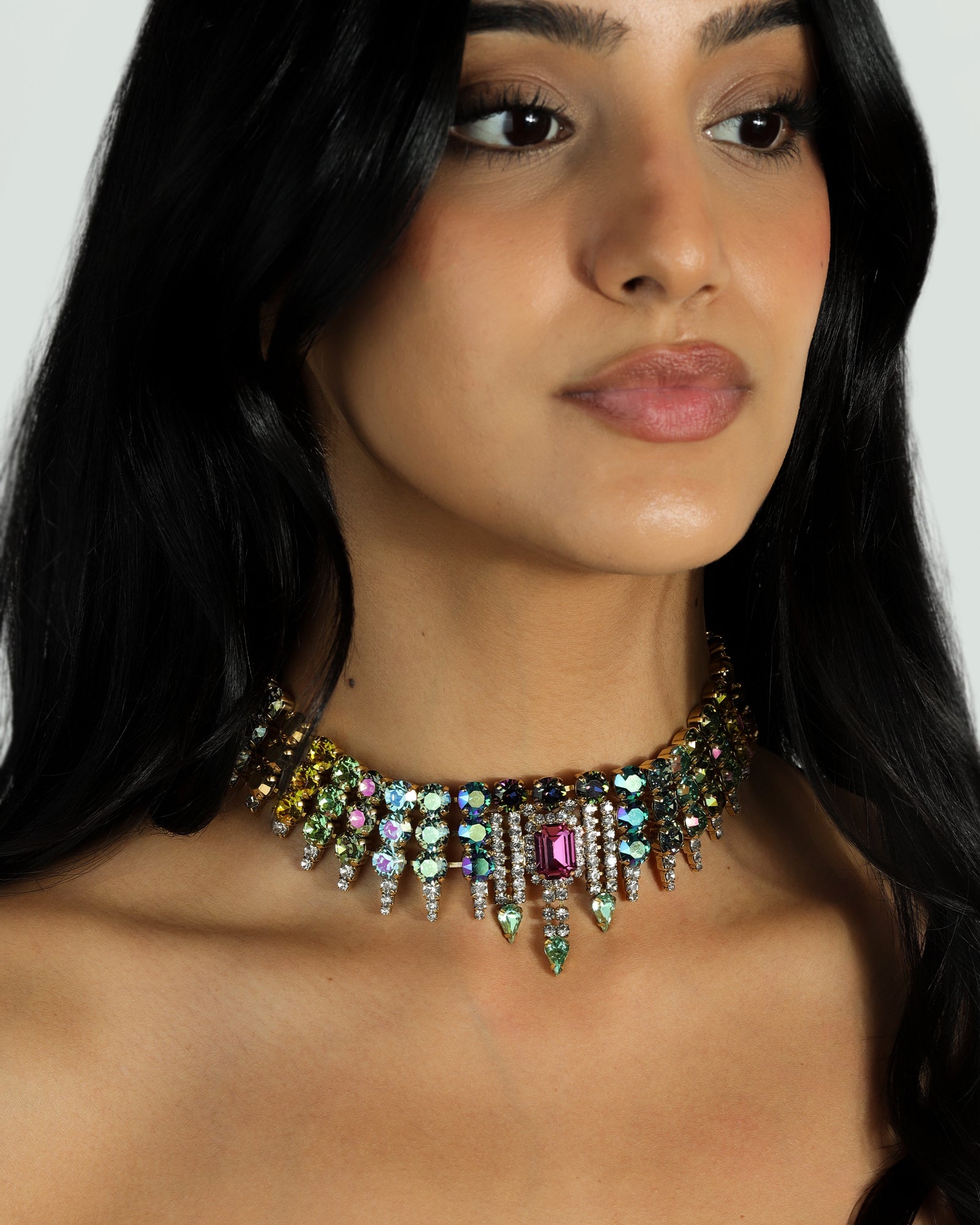 TOVA-Amaya Choker-Necklaces-14k Gold Plated, Bohemian Wonderland Crystal-Blue Ruby Jewellery-Vancouver Canada