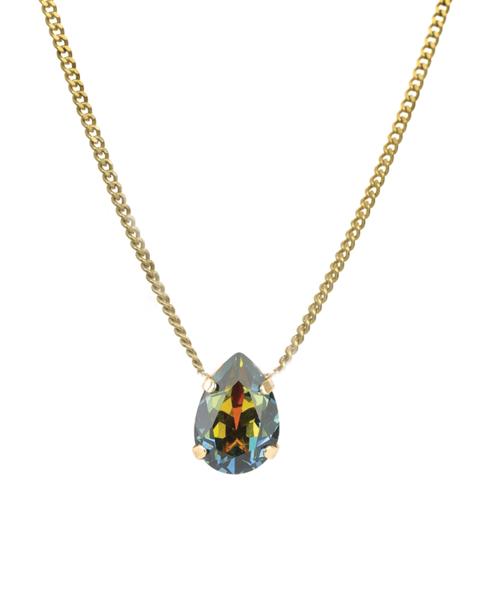 TOVA-Lumi Necklace-Necklaces-14k Gold Plated, Aqua Volcano Crystal-Blue Ruby Jewellery-Vancouver Canada