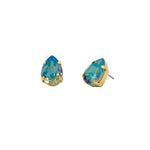 TOVA-Lumi Studs-Earrings-14k Gold Plated, Aqua Verde Crystal-Blue Ruby Jewellery-Vancouver Canada