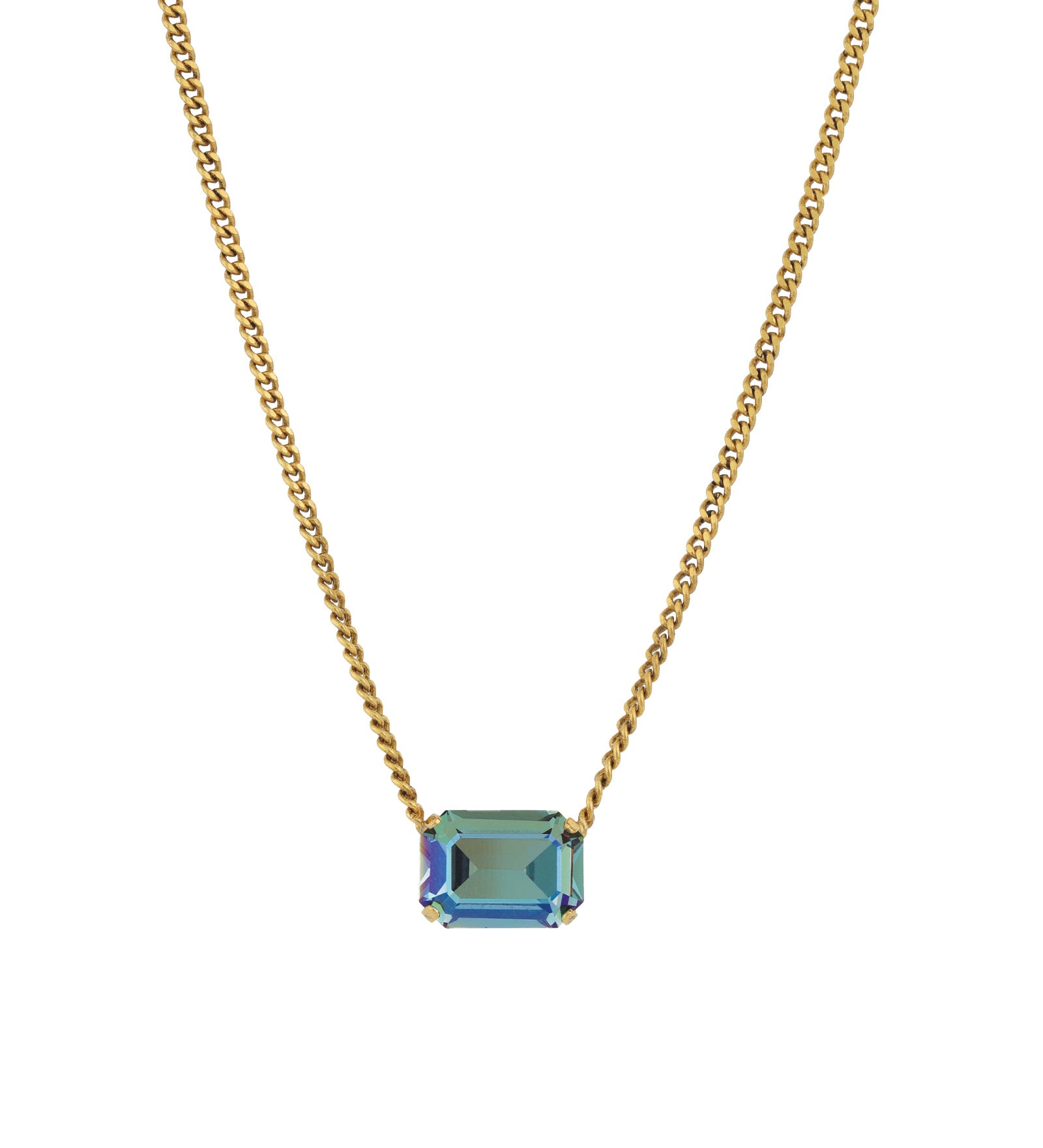 TOVA-Rubin Necklace-Necklaces-14k Gold Plated, Aqua Verde Crystal-Blue Ruby Jewellery-Vancouver Canada